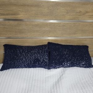 Aviva Stanoff Set of 2 rectangular throw pillows 12" x 20" NEW VELVET/Sequin